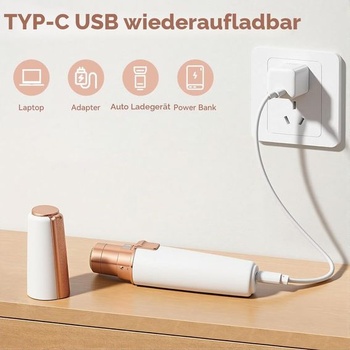 AOOWU Odstraňovač chĺpkov na tvári pre ženy, 2 v 1 USB elektrický zastrihávač obočie a holiace