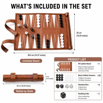 Cestovný backgammon, sada akrylových backgammonov - Klasická dosková hra pre rodiny, cestovanie a