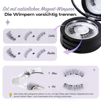 Sada magnetických rias – prirodzený vzhľad s aplikátorom, plné riasy a 3/4 polovičné riasy, opakovane