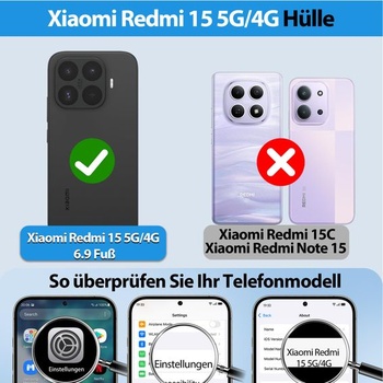 Puzdro na telefón Dizn pre Xiaomi Redmi 15 4G/5G: pre MagSafe, 2 ochranné fólie z tvrdeného skla,