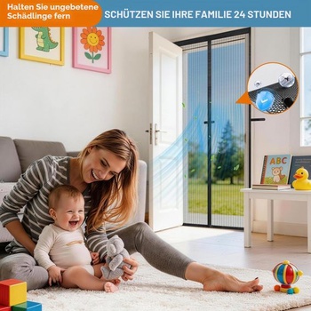 Magnetická síť proti hmyzu na dveře 135x215cm, větruodolná magnetická clona 3. generace pro