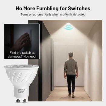 LED žiarovka GY GU10 s pohybovým senzorom, 4,9 W (nahrádza 80 W), 790 LM, 4000 K neutrálna biela,