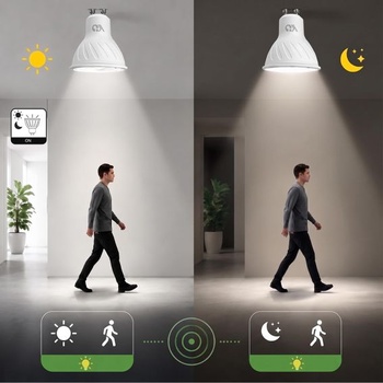 LED žiarovka GY GU10 s pohybovým senzorom, 4,9 W (nahrádza 80 W), 790 LM, 4000 K neutrálna biela,