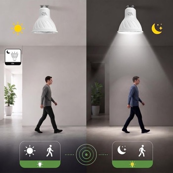 LED žiarovka GY GU10 s pohybovým senzorom, 4,9 W (nahrádza 80 W), 790 LM, 4000 K neutrálna biela,