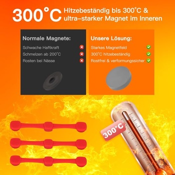 Magnety do fritézy na pečicí papír, silikonové magnety na pečicí papír do fritézy, červené