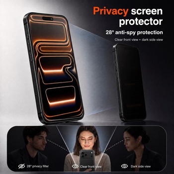 2 kusy tvrdeného skla pre iPhone 18 Pro, ochranná fólia proti špionážnemu videu