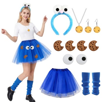 Kostým Cookie Monster pre ženy, čelenka s monštrom, modrá…