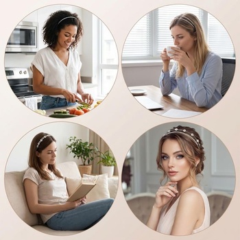 Strieborné čelenky Mabor pre ženy, 4 kusy, svadobné čelenky s kamienkami