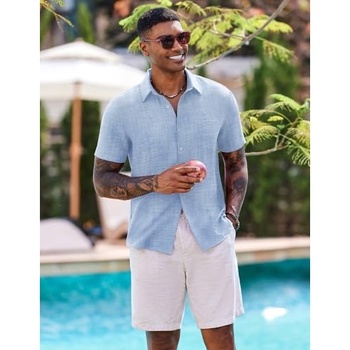 Pánská košile Coofandy světlemodrá, XXL