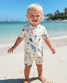 Detské plavky s čiapočkou UV Clothing, veľkosť 68-98, UPF UV ochranné oblečenie, plavky pre