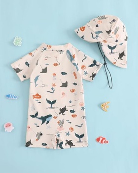 Detské plavky s čiapočkou UV Clothing, veľkosť 68-98, UPF UV ochranné oblečenie, plavky pre
