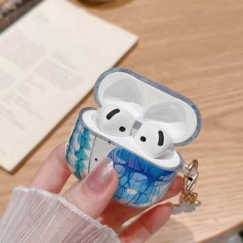 Priehľadné puzdro MINSCOSE pre AirPods 4, roztomilý morský motív s kvetinovou kľúčenkou, mäkké
