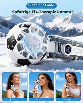 Prenosný ručný ventilátor vo futbalovom štýle, turbo mini ventilátor s dobíjacou batériou 3600 mAh a