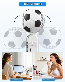 Prenosný ručný ventilátor vo futbalovom štýle, turbo mini ventilátor s dobíjacou batériou 3600 mAh a