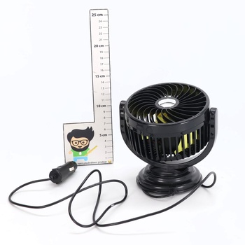 Ventilátor do auta, 12V ventilátor do auta, otočný o 360 °, ventilátor do auta, napájaný zo