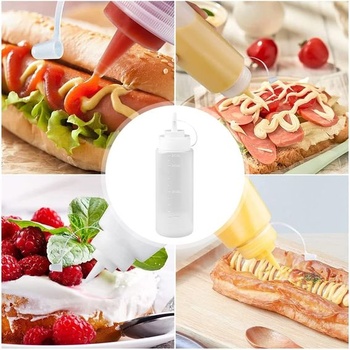 Lahvičky s víčky, 4 kusy, plastové lahvičky na koření, 500 ml na koření, kečup, hořčici, majonézu,