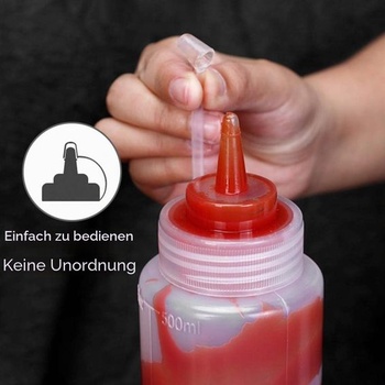 Lahvičky s víčky, 4 kusy, plastové lahvičky na koření, 500 ml na koření, kečup, hořčici, majonézu,