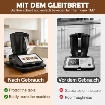 Posuvná doska TM7 pre Thermomix, doska pre Thermomix s teflónovými nožičkami, hladko kĺzajúci