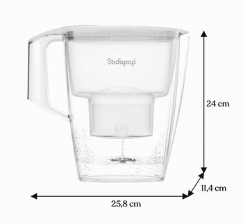 Filtračná kanvica na vodu Sodapop Selina White Water vrátane 1 filtračnej patróny, objem 3 l, vhodná