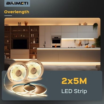 BRIMETI LED pásik 12V 10M LED pásik COB samolepiaca teplá biela 3000K šírka 8mm 320 LED/m, flexibilná