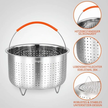 Napařovací koš pro Instant Pot, nerezový napařovací koš na zeleninu (3 l)