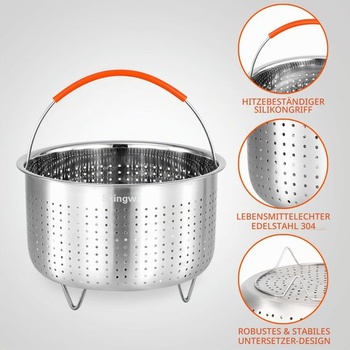 Naparovací kôš pre Instant Pot, nerezový naparovací kôš na zeleninu (3 l)