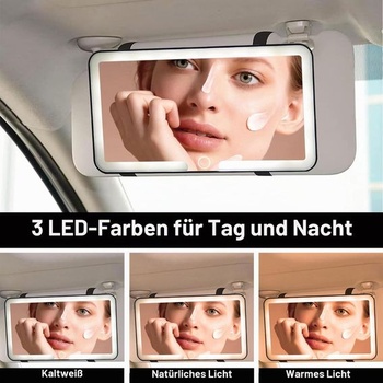Slnečná clona do auta s kozmetickým zrkadlom, make-up zrkadlo do auta s LED osvetlením, 23,5*