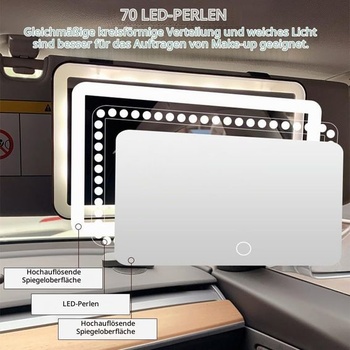 Slnečná clona do auta s kozmetickým zrkadlom, make-up zrkadlo do auta s LED osvetlením, 23,5*