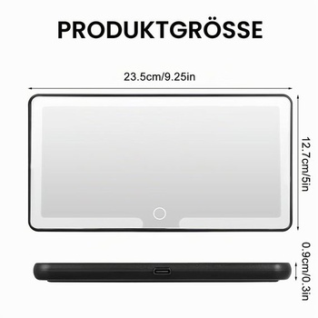 Slnečná clona do auta s kozmetickým zrkadlom, make-up zrkadlo do auta s LED osvetlením, 23,5*