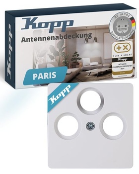 Kopp PARIS 3násobný kryt pre anténnu zásuvku - Arktická biela - 5,7 x 5,7 cm - Vysoko kvalitné