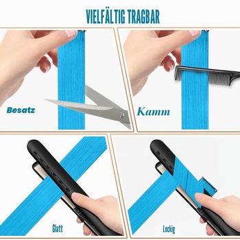 10 kusů modrých příčesků na vlasy, 55 cm dlouhé, syntetické rovné příčesky pro kostýmy, dívky,