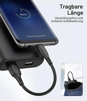 Krátky micro USB kábel 0,15 m [3 kusy, 15 cm], Nabíjací micro USB kábel