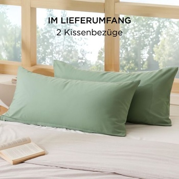Obliečka na vankúš BEDSURE 40x60 cm, 2 kusy - 100% bavlna, obliečka na vankúš, trávovo zelená 04 -