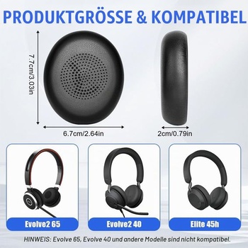 Náhradné náušníky AXFEE pre Jabra Evolve2 65/Evolve2 40/Elite 45h, čierne