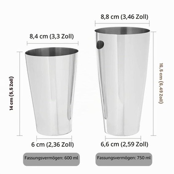 Bostonský šejkr 750ml 600ml, Anfly koktejlový šejkr s vnitřními odměrkami, Sada plechových lahví z