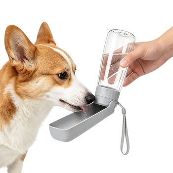 Skládací láhev na vodu pro psy 550ml šedá, přenosná láhev na vodu