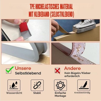 Flintronic samolepicí flexibilní soklová lišta ve tvaru U do kuchyně a koupelny, 5000 mm x 20 mm,