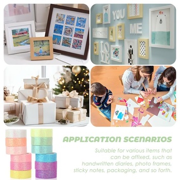 Washi páska, 12 rolí, módna páska, doplnky do scrapbookov, trblietavý pergamenový papier, farebný papier