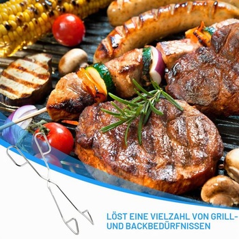 Grilovací kleště z nerezové oceli, 25 cm – kuchyňské kleště s protiskluzovou rukojetí, BBQ kleště