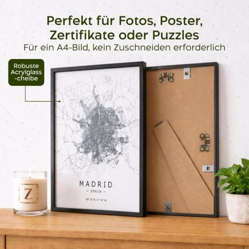 Fotorámik Zenacolor A4, hliníkový čierny - ochranná fólia proti poškriabaniu, flexibilné zavesenie