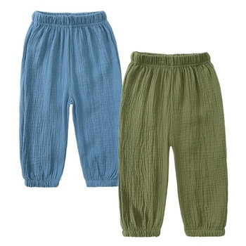 Balenie 2 unisex háremových nohavíc pre bábätká/deti, letné bavlnené a ľanové nohavice, ľahké,