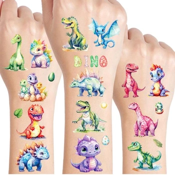 Trblietavé tetovanie dinosaurov pre deti, 12 listov…