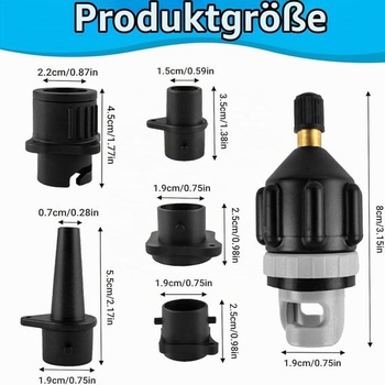Adaptér na ventil SUP Nafukovací adaptér so 4 plynovými tryskami Nafukovací, adaptér pumpy SUP pre