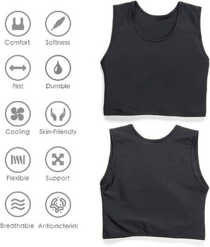 Prodyšný poloprsní popruh XUJI Tomboy FTM pro ženy (černý, XL)