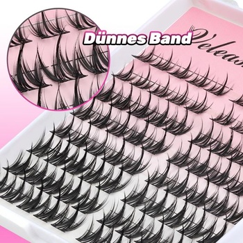 Veleasha Manga Lash Clusters Set s vodeodolným lepidlom a tesnením rias C Curl 80 ks 10-14 mm anime