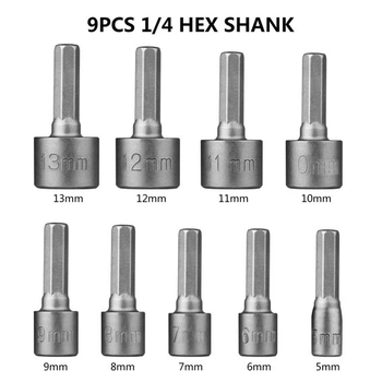 Sada 9 nástrčných klíčů HPHOPE 5 mm-13 mm, adaptér pro nástrčné bity