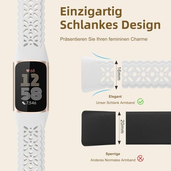 Silikónové náramky kompatibilné s Fitbit Charge 6 - 3 kusy s kvetinovou čipkou, mäkké priedušné,