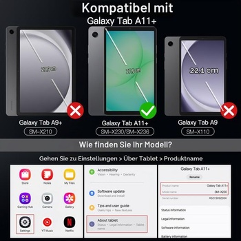 Otočné pouzdro JETech pro Samsung Galaxy Tab A11 Plus, tmavě modré