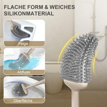 Silikonový WC kartáč Waretary s držákem, světlá terakotová barva