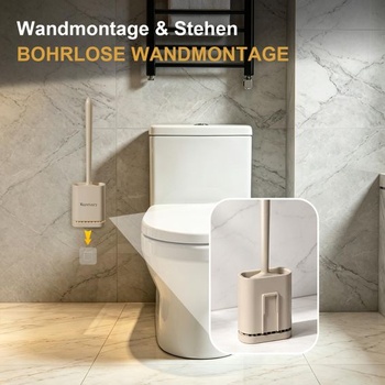 Silikonový WC kartáč Waretary s držákem, světlá terakotová barva